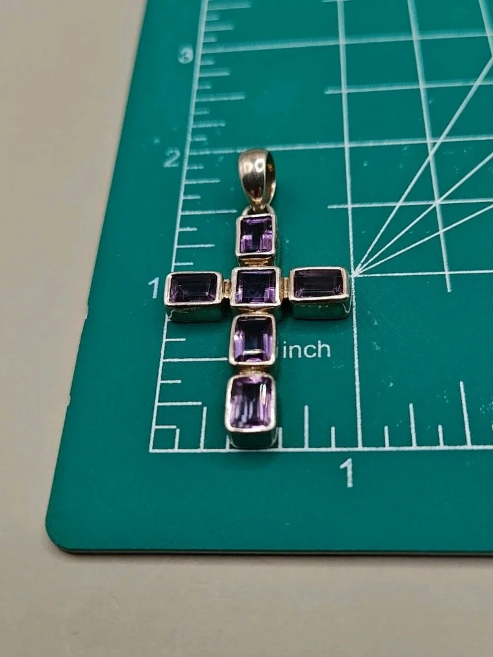 Vintage Cross Locket Amethyst Sterling Cross Pendant Rhinestone Cross Brooch LC